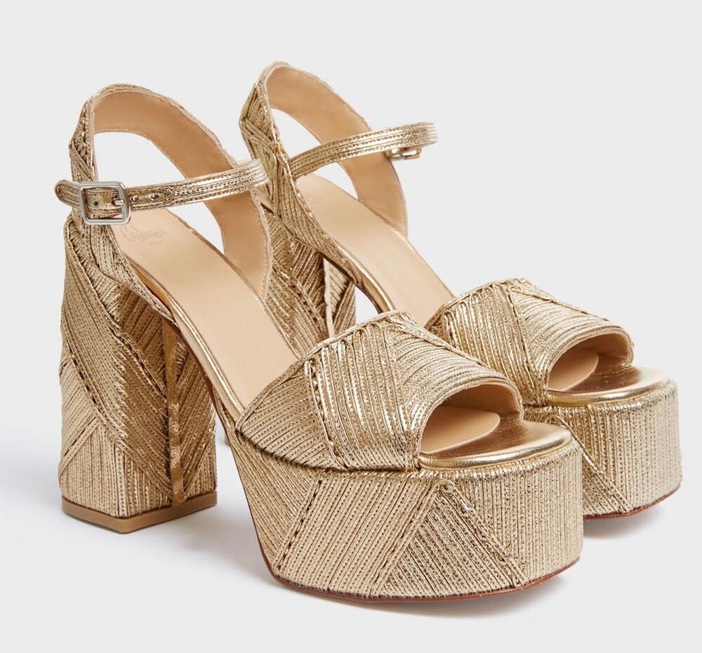 Castaner Oro Viejo Florita Heels Platform Sandal Gold Women's 37 US 6.5 US